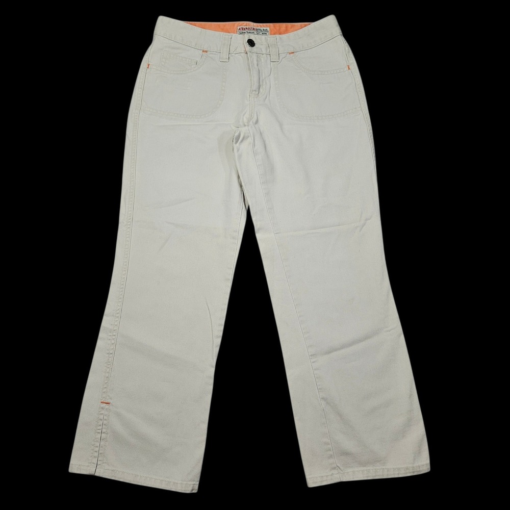 VTG Aeropostale Y2K Low Rise Straight Leg Cotton Twill Pants Khaki Sz 1/2